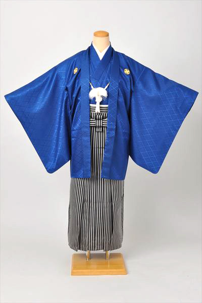 ジュニア紋付袴[青紋付・花菱文・仙台平]