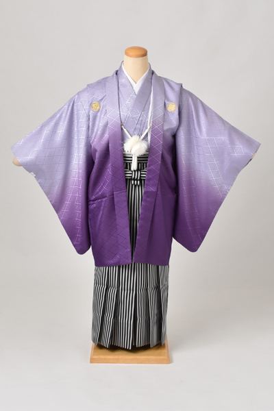 ジュニア紋付袴[紫紋付・花菱文・仙台平]