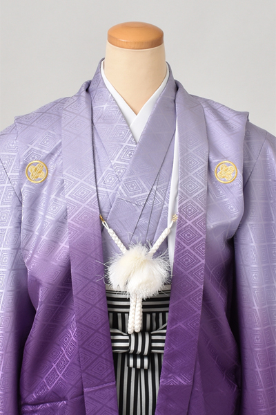ジュニア紋付袴[紫紋付・花菱文・仙台平]