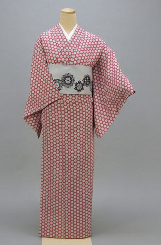 小紋(ピンク地・亀甲に麻の葉)