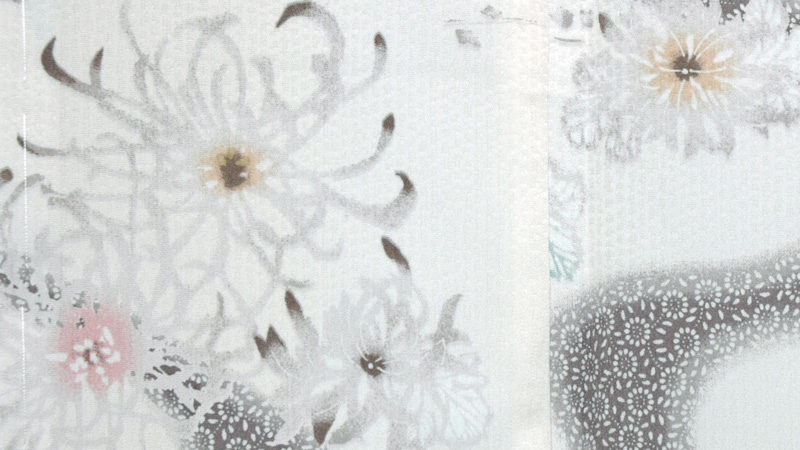 小紋(白地・流線に菊)