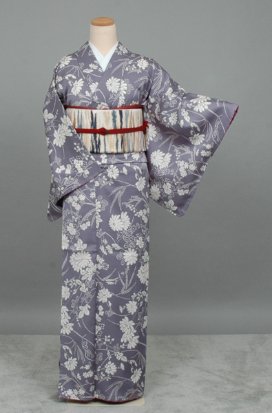 小紋(薄紫地に菊)