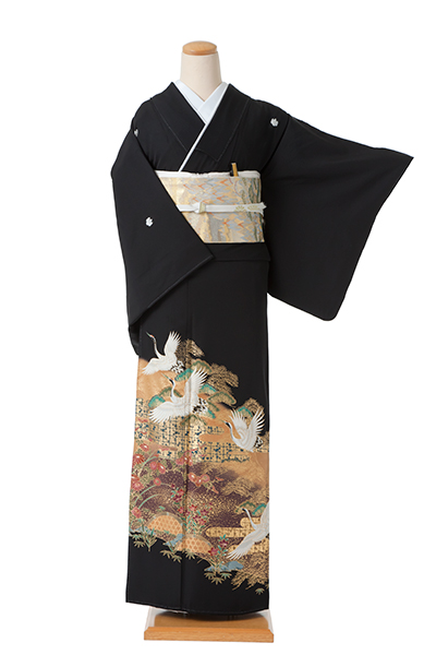 黒留袖(金箔に鶴)