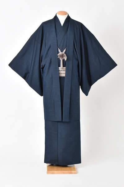 紬アンサンブル[紺・LLサイズ]
