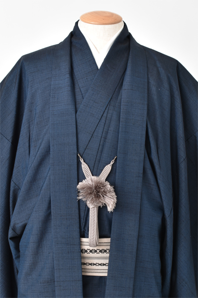 紬アンサンブル[紺・LLサイズ]