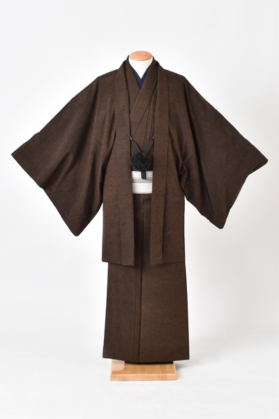 紬アンサンブル[茶・ひげ紬]