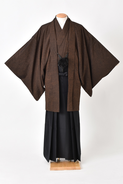 紬アンサンブル[茶・ひげ紬]