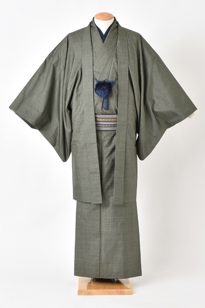 紬アンサンブル[大島紬・グレー]