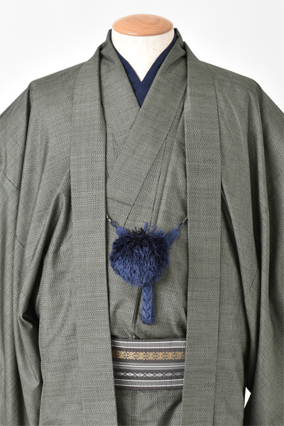 紬アンサンブル[大島紬・グレー]