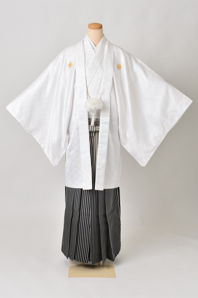 紋付袴[白紋付・袴縞]