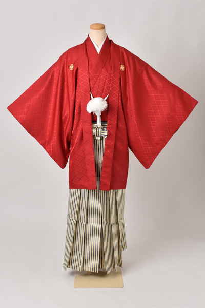 紋付袴[赤紋付・袴縞]