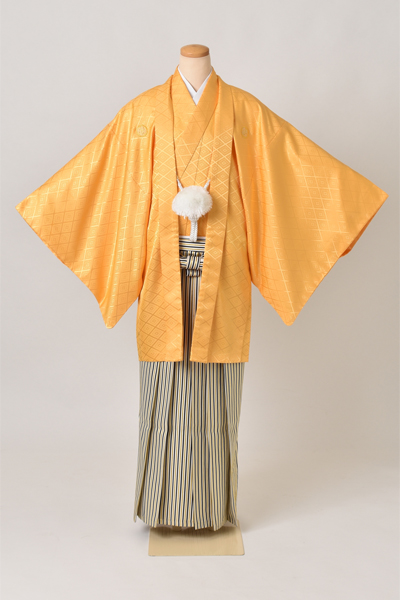 紋付袴[黄紋付・袴縞]