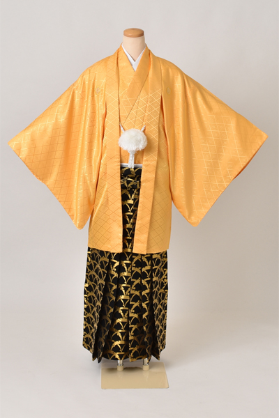 紋付袴[黄紋付・袴縞]