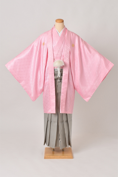 紋付袴[桜紋付・袴縞]