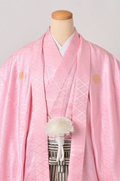 紋付袴[桜紋付・袴縞]