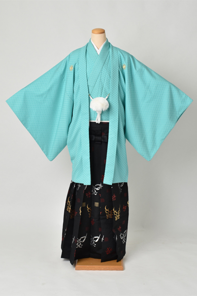 紋付袴[水色紋付・袴隈取］