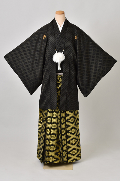 紋付袴[黒色紋付・袴武田菱］