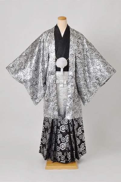 個性派！男物袴セット[銀羽織・薔薇]