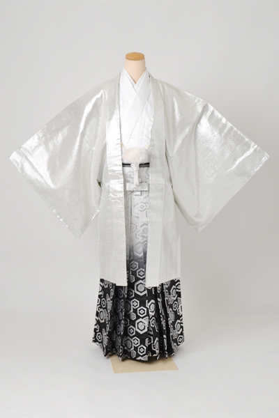 個性派！男物袴セット[銀羽織・千鳥格子]