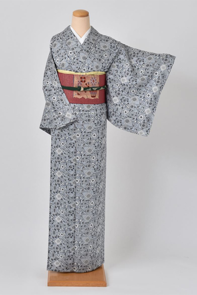 単衣小紋[青・幾何学]