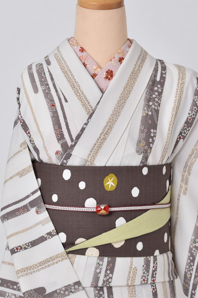 単衣カジュアル小紋[白色]