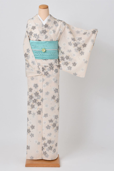 単衣カジュアル小紋[オフホワイト]