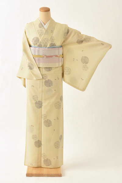 単衣_小紋〈アイボリー・麻の葉〉