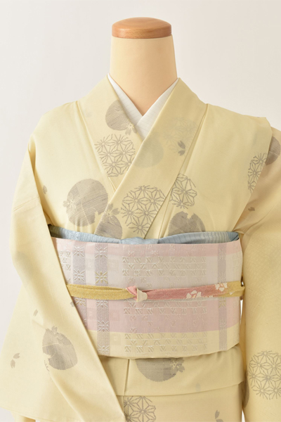 単衣_小紋〈アイボリー・麻の葉〉