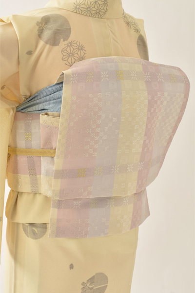 単衣_小紋〈アイボリー・麻の葉〉