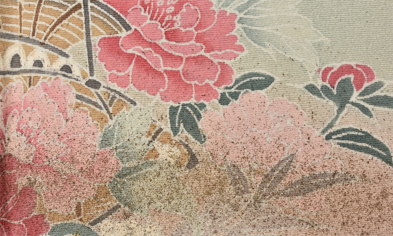 単衣訪問着[鮮やかなオレンジ地・花木]