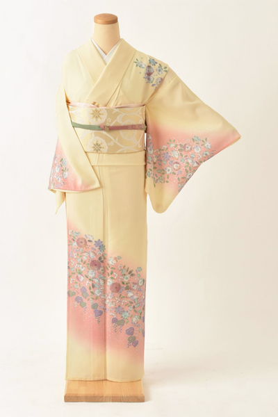 単衣_訪問着〈クリーム・辻が花風〉