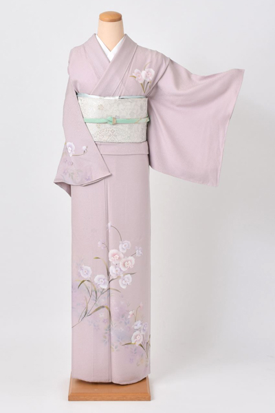 単衣訪問着［薄紫色に蘭］