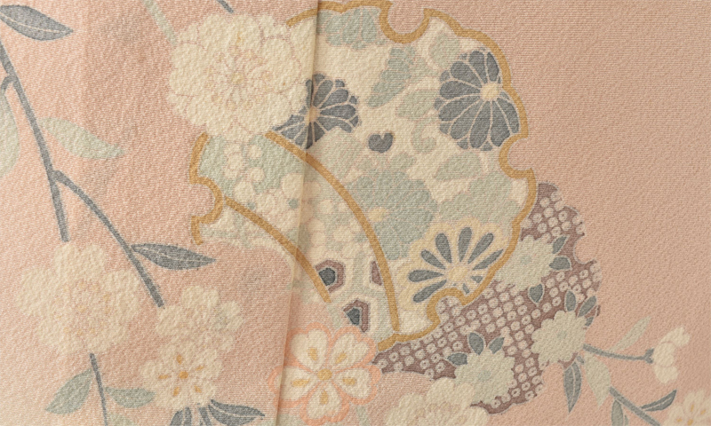 単衣_訪問着〈ピンクベージュ・雪輪〉