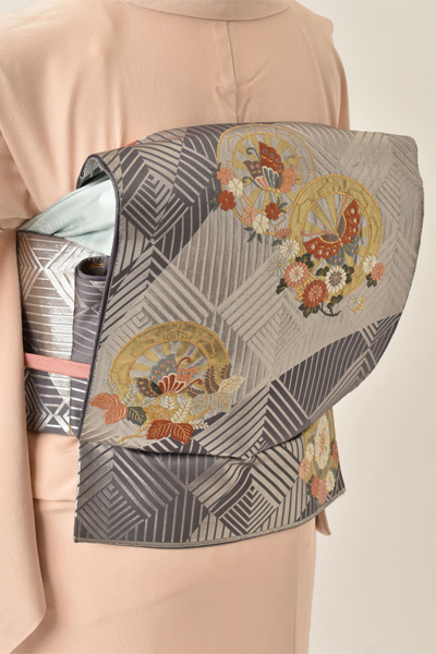 単衣_訪問着〈ピンクベージュ・雪輪〉