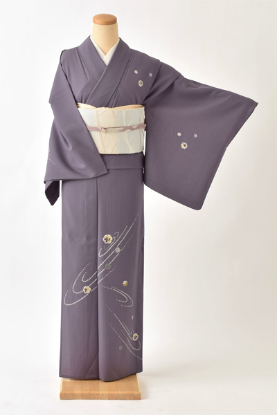 単衣_付け下げ〈藤紫・雪輪〉