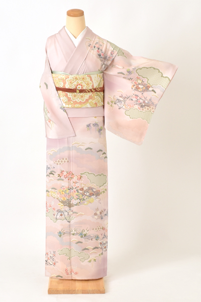 単衣訪問着[桜色と文箱]