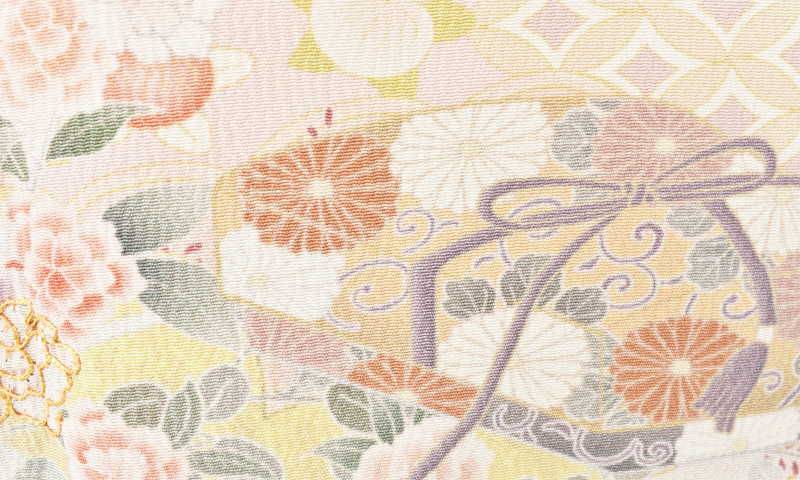 単衣訪問着[桜色と文箱]