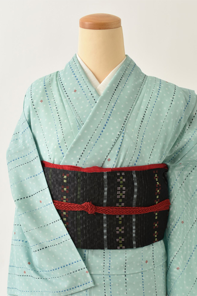 夏物_小紋〈薄緑・幾何学模様〉