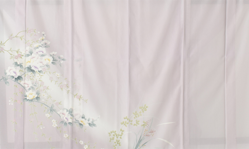 夏物_訪問着(淡い藤色地・木花)