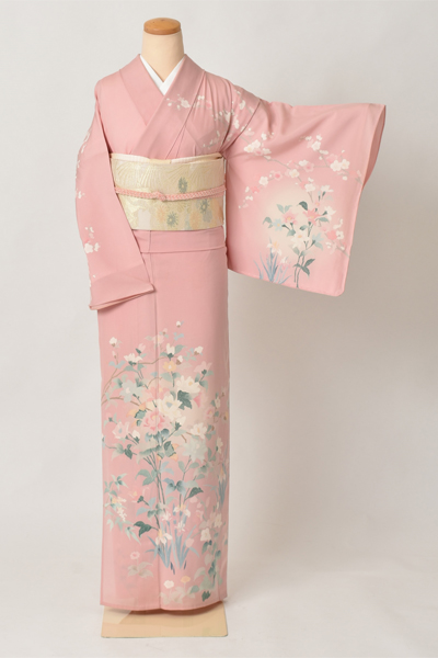 夏物_訪問着(桃染地・花々)
