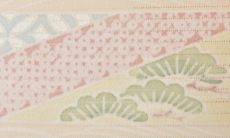 絽訪問着[オレンジと花・文様]