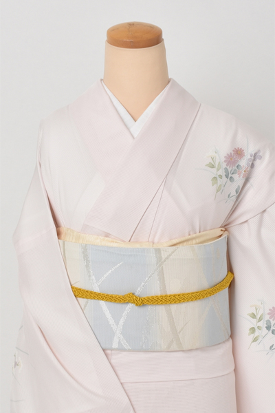 絽訪問着[薄ピンクと花木]