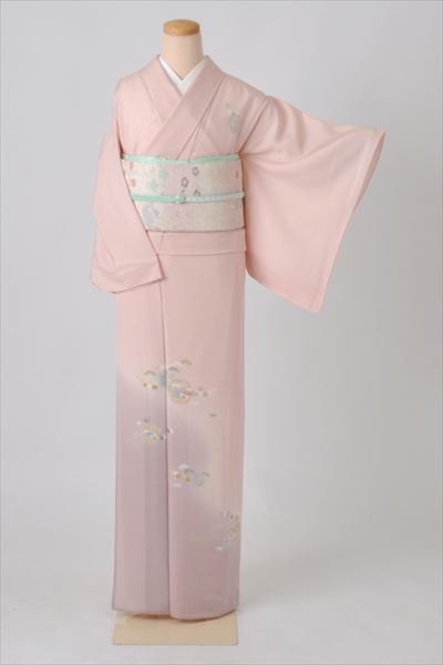 夏物_付け下げ訪問着(ピンク・雪輪)