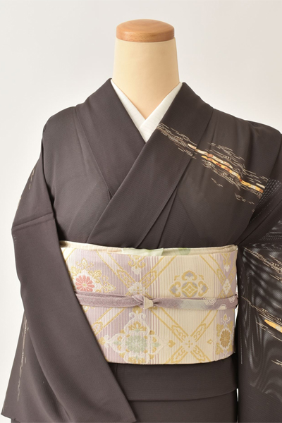 夏物_訪問着〈ダークグレー・霞文〉