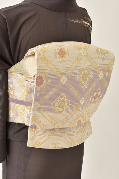 夏物_訪問着〈ダークグレー・霞文〉