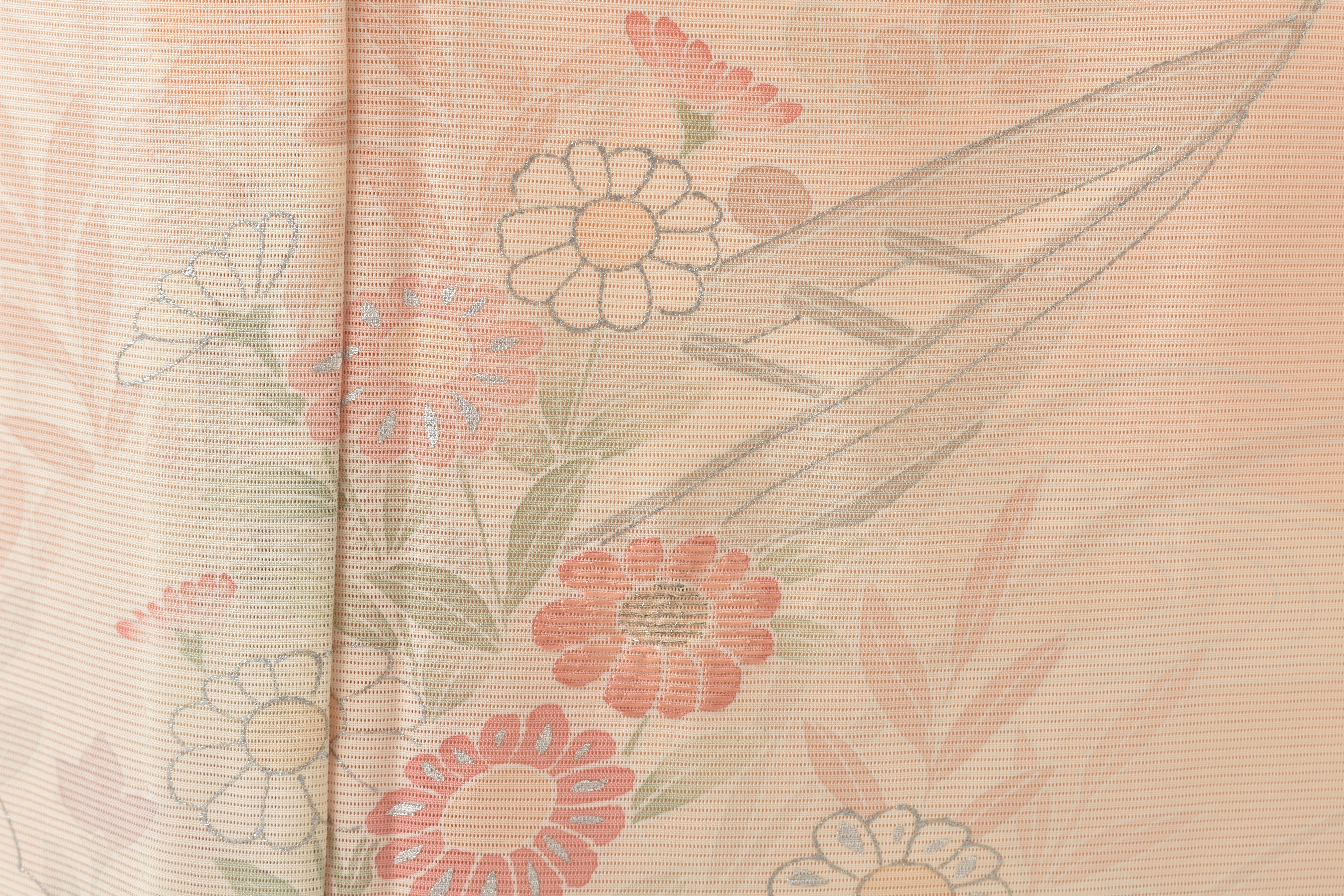 夏物＿絽訪問着〈サーモンピンク・秋草文様〉