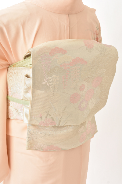 夏物＿絽訪問着〈サーモンピンク・秋草文様〉