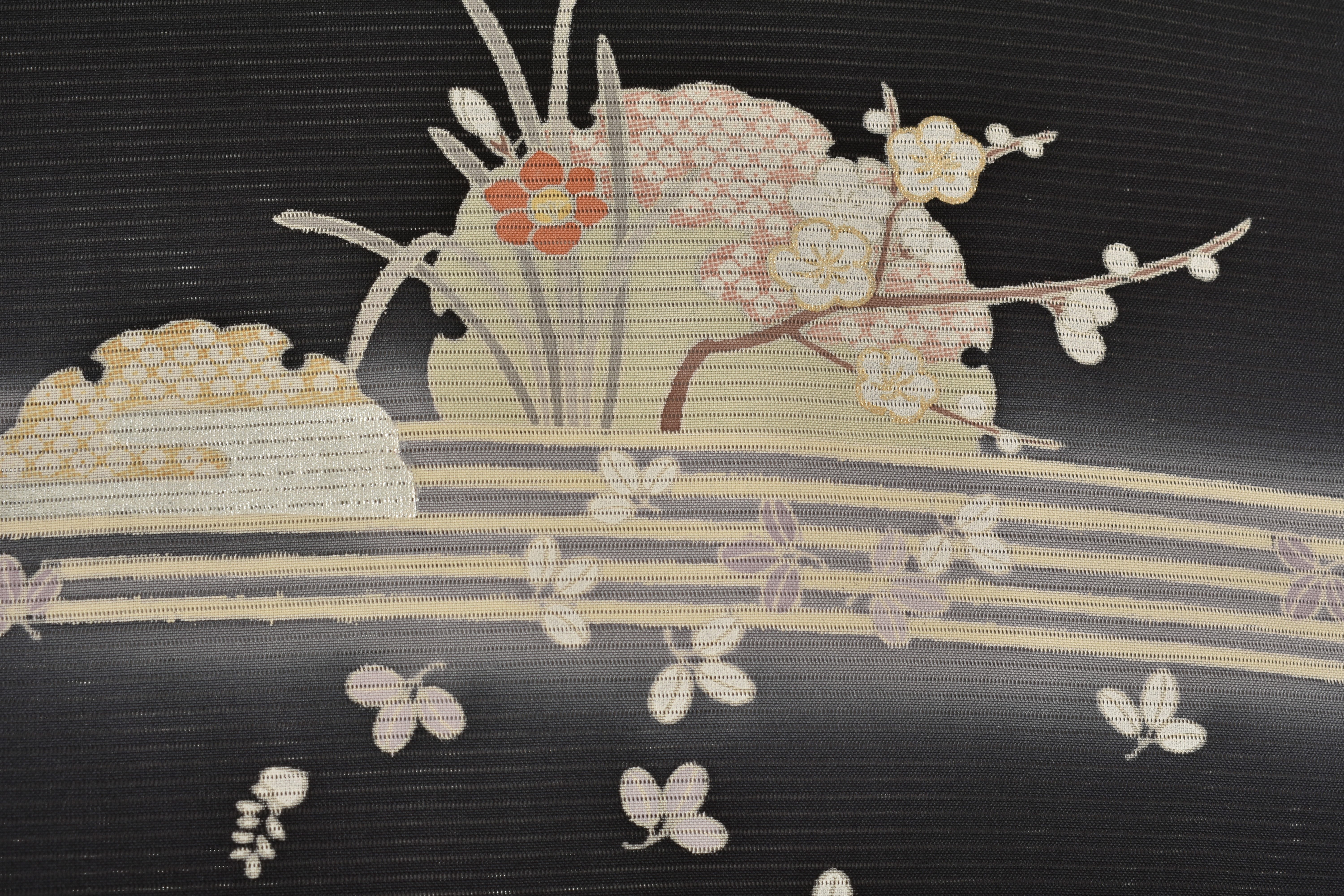 夏物＿絽訪問着〈黒・雪輪〉