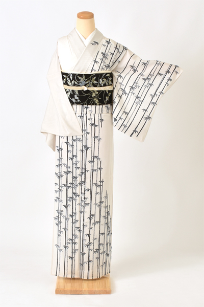 絽訪問着[縞・竹]