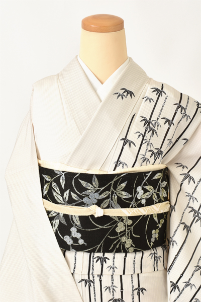 絽訪問着[縞・竹]